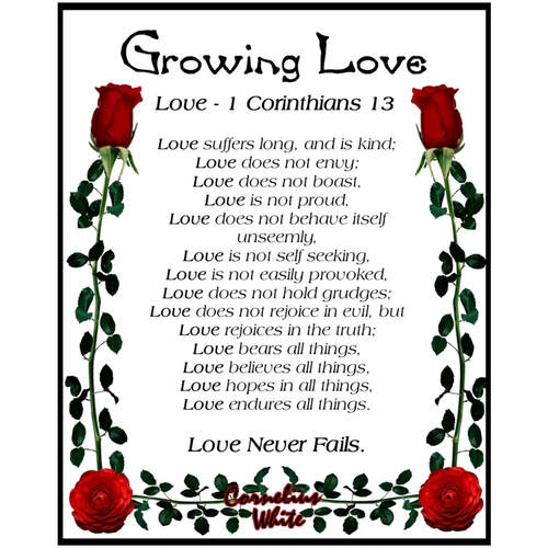 Growing Love - 1 Corinthians 13 - Love  8x10 Print